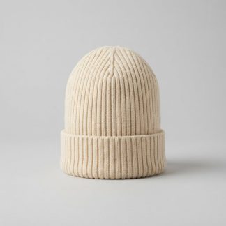 Everyday Ecru Acrylic Knit Beanie