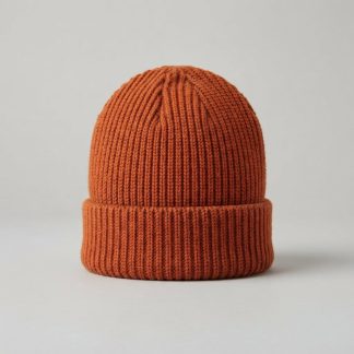 Unisex Rust Acrylic Knit Beanie