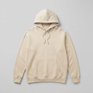 Logo Ecru Brushed Fleece Pocket Hoodie
